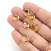  16.7 Carat Citrine 12x8mm Smooth Pear Shape AAA Grade Loose Gemstone Beads Lot - Total 6 Pcs.
