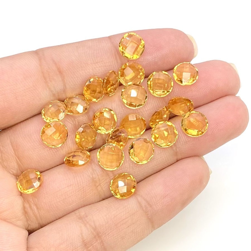  25.5 Carat Citrine 7mm Briolette Round Shape AAA Grade Loose Gemstone Beads Lot - Total 23 Pcs.
