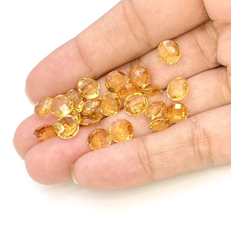  25.5 Carat Citrine 7mm Briolette Round Shape AAA Grade Loose Gemstone Beads Lot - Total 23 Pcs.