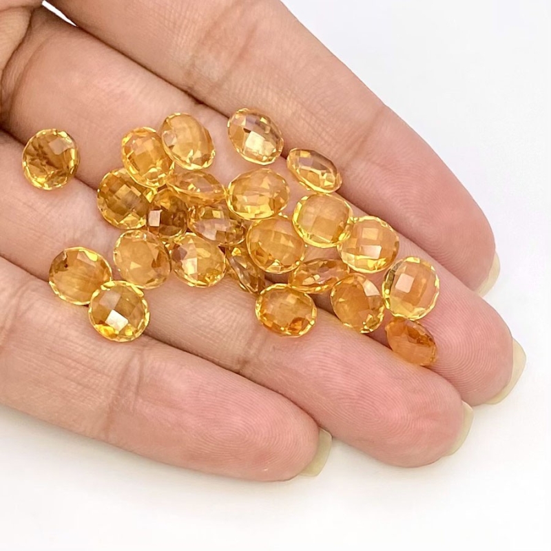  25.5 Carat Citrine 7mm Briolette Round Shape AAA Grade Loose Gemstone Beads Lot - Total 23 Pcs.
