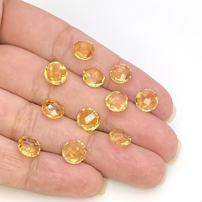  19.7 Carat Citrine 7mm Briolette Round Shape AAA Grade Loose Gemstone Beads Lot - Total 18 Pcs.