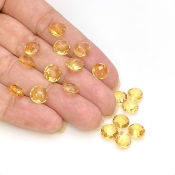  19.7 Carat Citrine 7mm Briolette Round Shape AAA Grade Loose Gemstone Beads Lot - Total 18 Pcs.