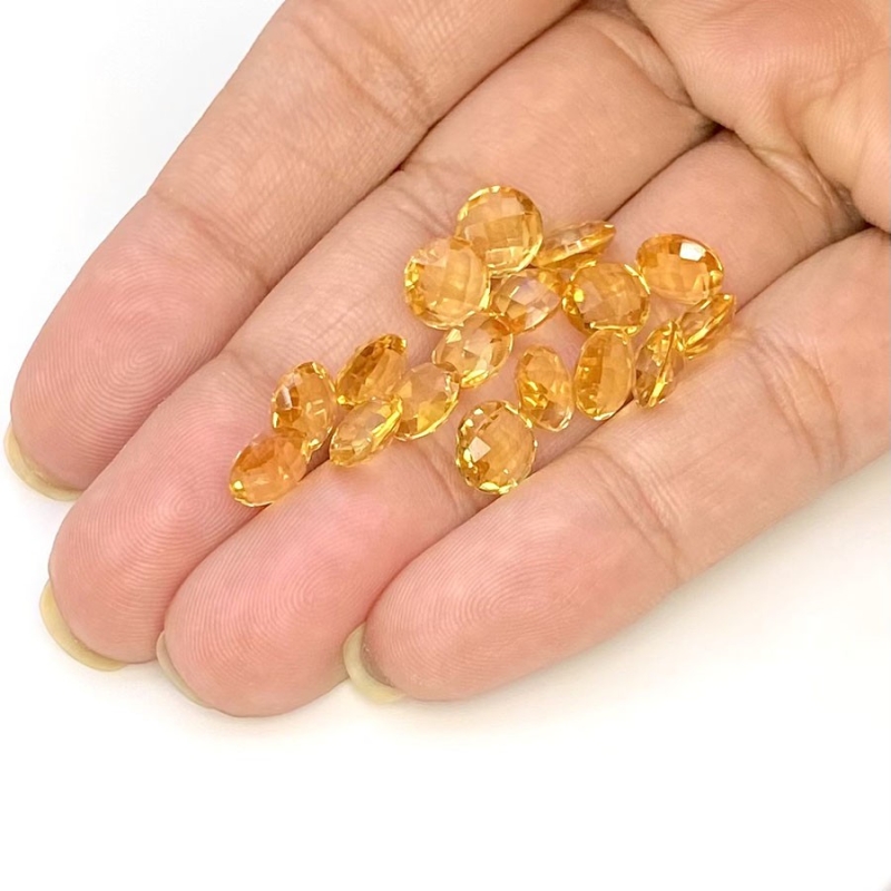  19.7 Carat Citrine 7mm Briolette Round Shape AAA Grade Loose Gemstone Beads Lot - Total 18 Pcs.