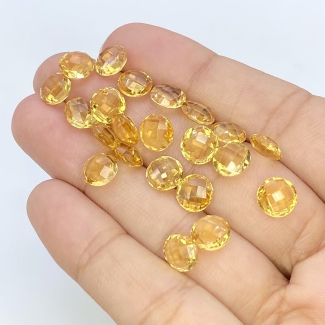  23.75 Carat Citrine 7mm Briolette Round Shape AAA Grade Loose Gemstone Beads Lot - Total 22 Pcs.