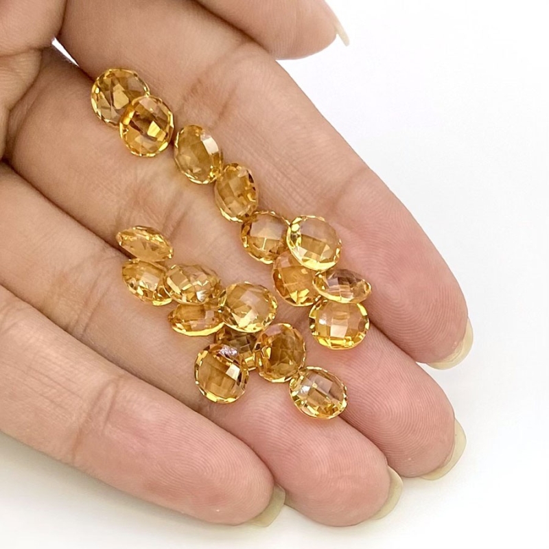  21.2 Carat Citrine 7mm Briolette Round Shape AAA Grade Loose Gemstone Beads Lot - Total 19 Pcs.