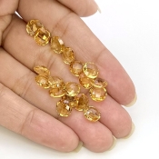  21.2 Carat Citrine 7mm Briolette Round Shape AAA Grade Loose Gemstone Beads Lot - Total 19 Pcs.