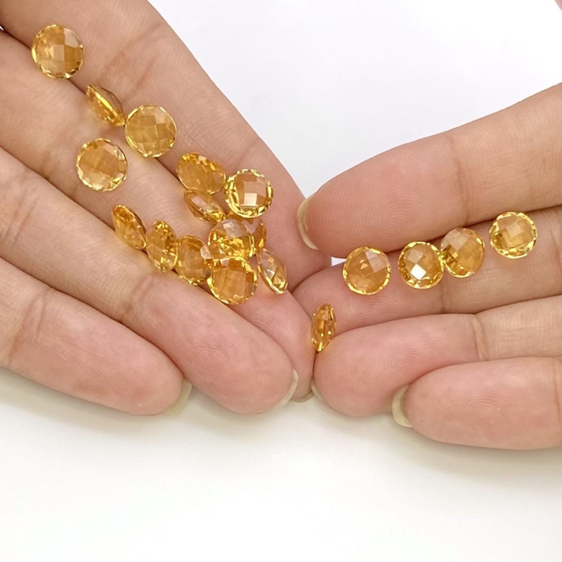  21.2 Carat Citrine 7mm Briolette Round Shape AAA Grade Loose Gemstone Beads Lot - Total 19 Pcs.