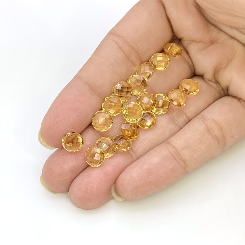  21.2 Carat Citrine 7mm Briolette Round Shape AAA Grade Loose Gemstone Beads Lot - Total 19 Pcs.