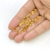  21.2 Carat Citrine 7mm Briolette Round Shape AAA Grade Loose Gemstone Beads Lot - Total 19 Pcs.