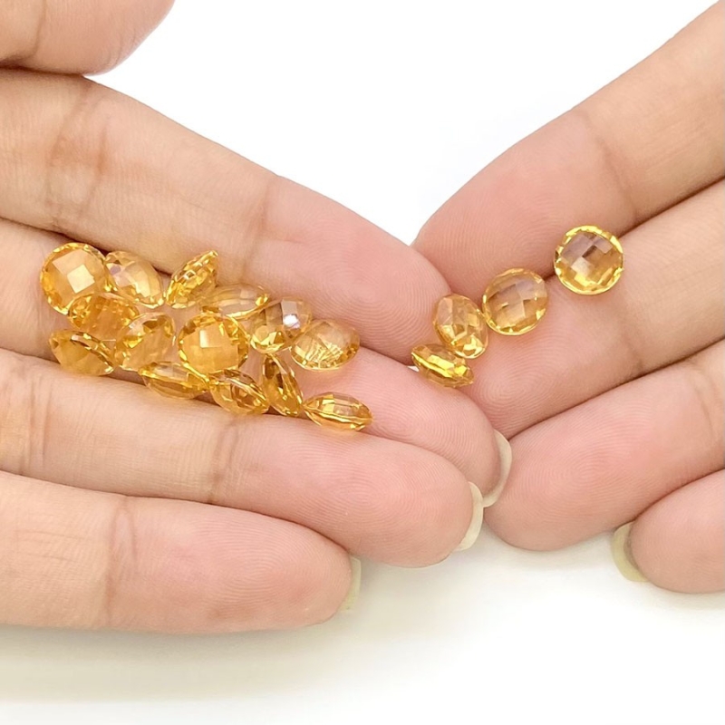  21.2 Carat Citrine 7mm Briolette Round Shape AAA Grade Loose Gemstone Beads Lot - Total 19 Pcs.