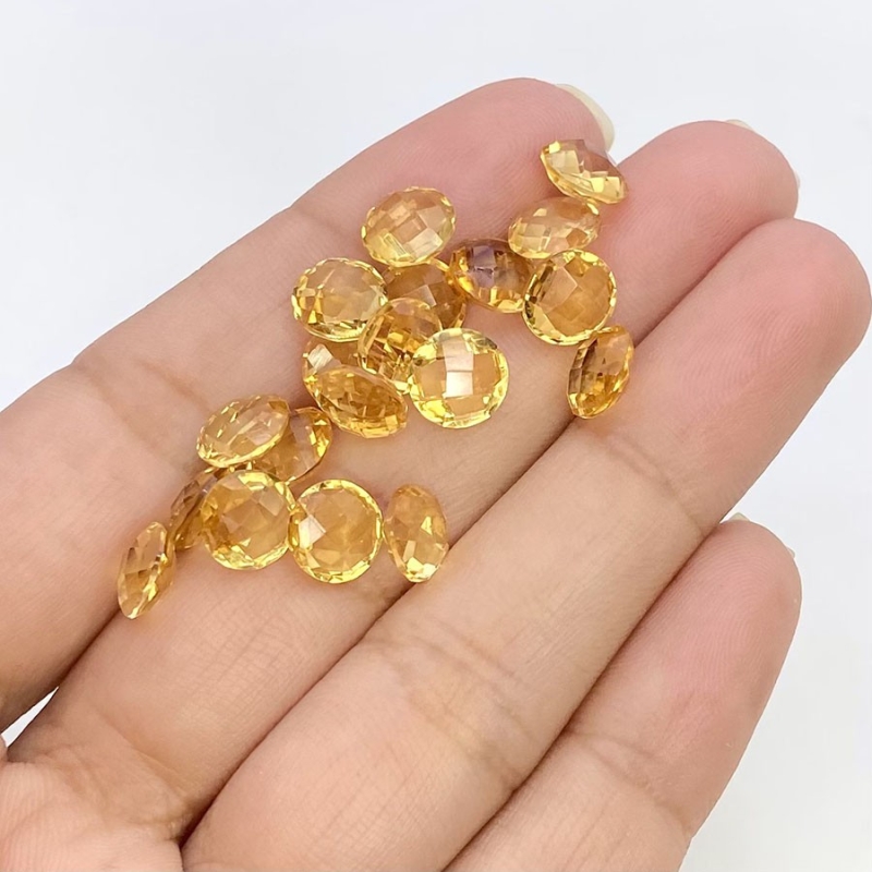  21.2 Carat Citrine 7mm Briolette Round Shape AAA Grade Loose Gemstone Beads Lot - Total 19 Pcs.