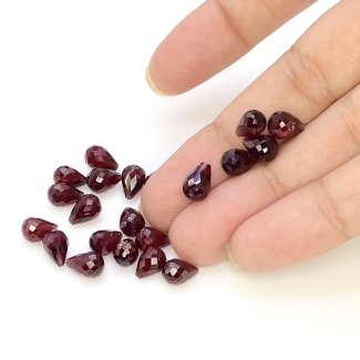  47.50 Cts. Garnet 8x5mm Briolette Drop Shape AA Grade Loose Gemstone Beads Lot - Total 22 Pcs.