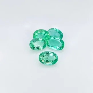 2.55 Cts. Emerald 5.5x4.5-6.5x4.5 Faceted Oval Shape A Grade Gemstones Parcel - Total 5 Pcs.