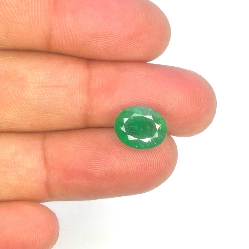  2.92 Cts. Emerald 10X8mm Faceted Oval Shape A Grade Loose Gemstone - Total 1 Pc.