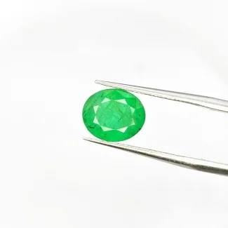  2.34 Cts. Emerald 9.5x8mm Faceted Oval Shape A Grade Loose Gemstone - Total 1 Pc.