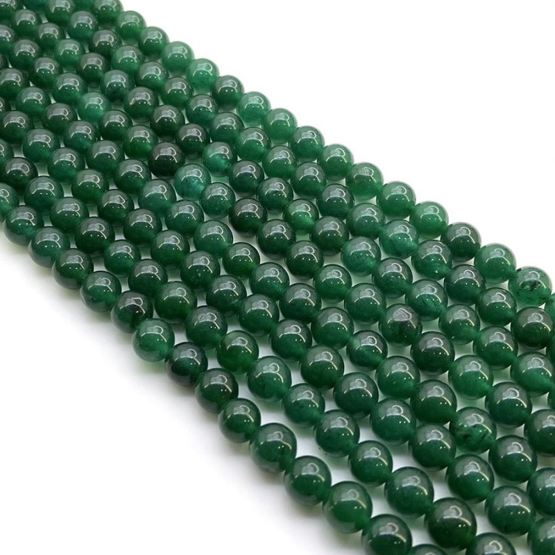Green Onyx Smooth Round Shape Gemstone Beads Strand - 8-8.5mm - 14 Inch - 1 Strand