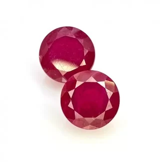 17.65 Cts. Ruby 11mm Faceted Round Shape AA Grade Gemstones Parcel - Total 2 Pcs.