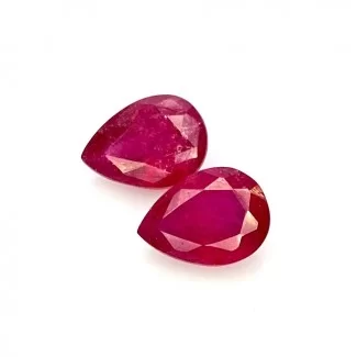 6.53 Carat Ruby 10x7mm Faceted Pear Shape AA Grade Gemstones Parcel - Total 2 Pcs.