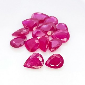 30.55 Cts. Ruby 9x7-10x8mm Faceted Pear Shape AA Grade Gemstones Parcel - Total 14 Pcs.