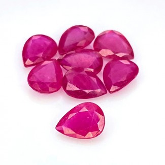 Ruby Faceted Pear Shape A Grade Gemstone Parcel - 9x7mm - 8 Pc. - 12.25 Cts.