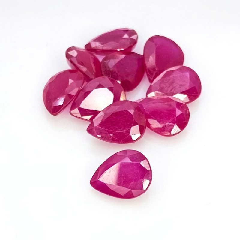 Ruby Faceted Pear Shape A Grade Gemstone Parcel - 9x7mm - 10 Pc. - 17.55 Cts.