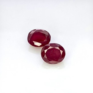 Ruby Faceted Oval Shape AA Grade Gemstone Parcel - 7.5x6-7.5x6.5mm - 2 Pc. - 4.29 Carat