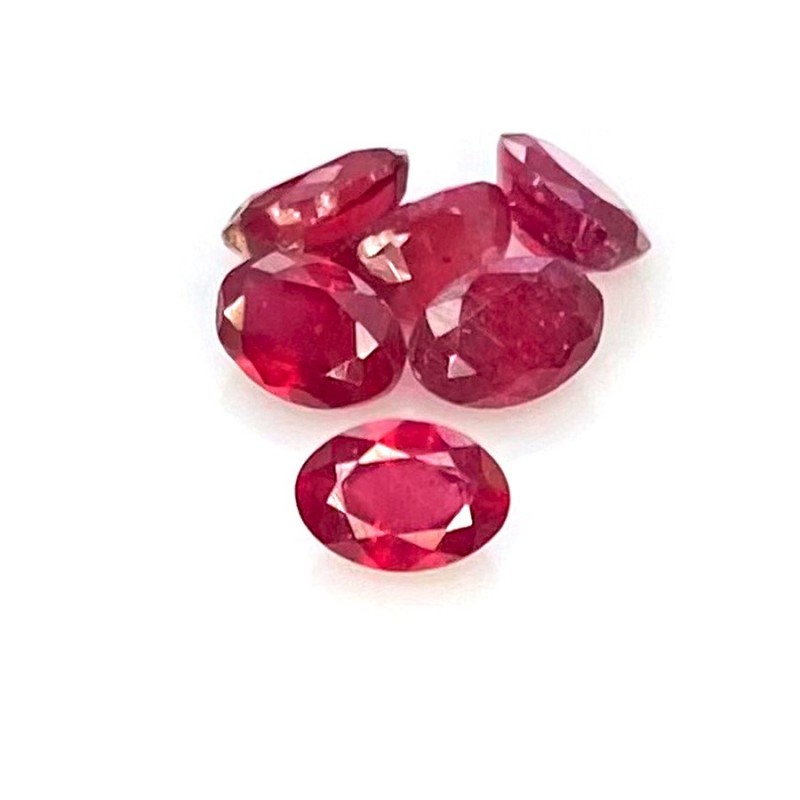 Ruby Faceted Oval Shape AAA Grade Gemstone Parcel - 6x4mm - 6 Pc. - 4.47 Carat