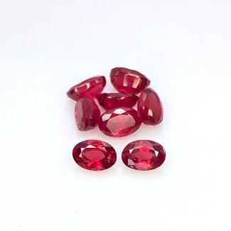 Ruby Faceted Oval Shape AAA Grade Gemstone Parcel - 6x4mm - 8 Pc. - 6.1 Carat