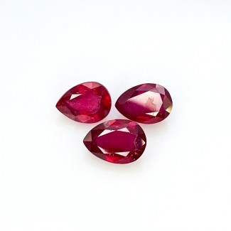 Ruby Faceted Pear Shape AAA Grade Gemstone Parcel - 7.5x5.5-8.5x6mm - 3 Pc. - 4.89 Carat