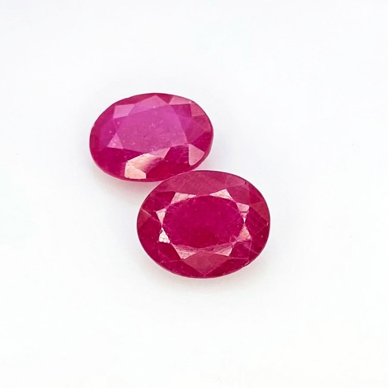 Ruby Faceted Oval Shape AA Grade Gemstone Parcel - 10X8mm - 2 Pc. - 5.50 Cts.