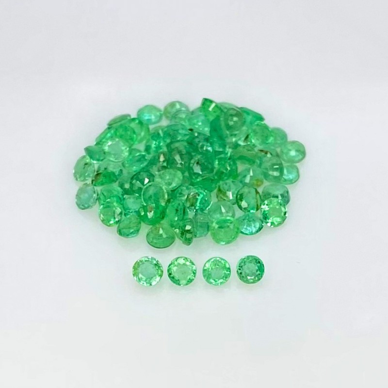 3.97 Cts. Emerald 2.25mm Faceted Round Shape AA Grade Gemstones Parcel - Total 75 Pcs.
