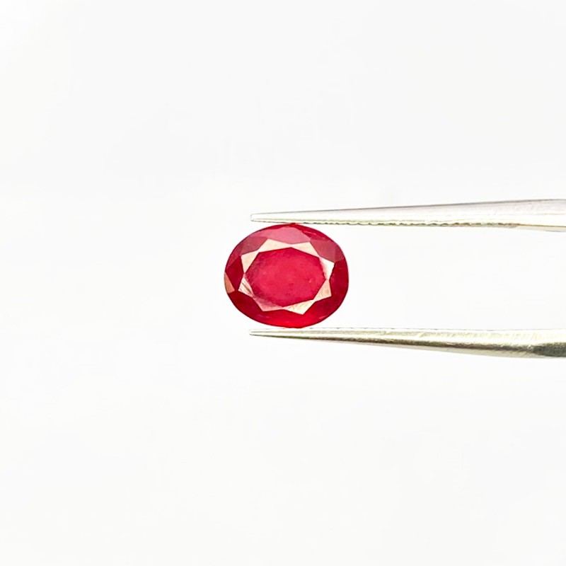Ruby Faceted Oval Shape AA Grade Loose Gemstone - 7.5x6mm - 1 Pc. - 2 Carat