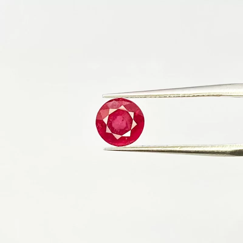  1.89 Carat Ruby 6.5mm Faceted Round Shape AAA Grade Loose Gemstone - Total 1 Pc.