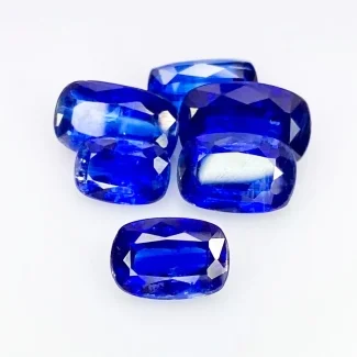 20.5 Carat Kyanite 9x6-12x8mm Faceted Cushion Shape AA Grade Gemstones Parcel - Total 6 Pcs.