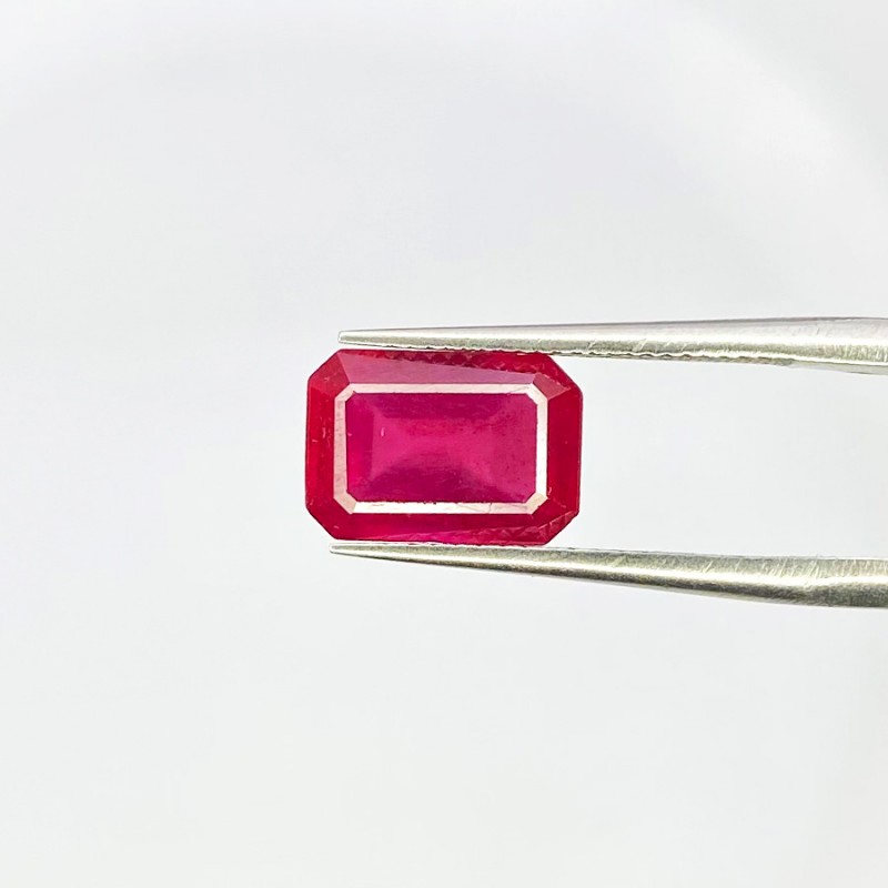 Ruby Step Cut Octagon Shape AA Grade Loose Gemstone - 10x7mm - 1 Pc. - 3.45 Carat