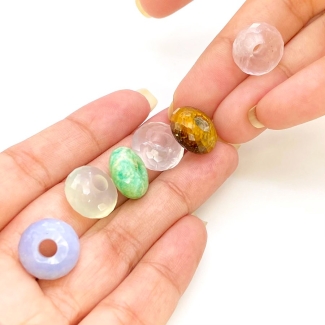  55.3 Carat Multi Stones 14mm Faceted Rondelle Shape AA Grade Loose Gemstone Beads Lot - Total 6 Pc.