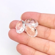  28.85 Carat Crystal Quartz 16x12mm Briolette Oval Shape AAA Grade Loose Gemstone Beads Lot - Total 3 Pcs.