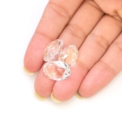  28.85 Carat Crystal Quartz 16x12mm Briolette Oval Shape AAA Grade Loose Gemstone Beads Lot - Total 3 Pcs.