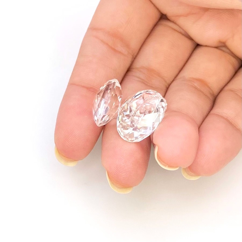  28.85 Carat Crystal Quartz 16x12mm Briolette Oval Shape AAA Grade Loose Gemstone Beads Lot - Total 3 Pcs.