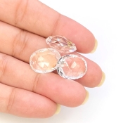  28.85 Carat Crystal Quartz 16x12mm Briolette Oval Shape AAA Grade Loose Gemstone Beads Lot - Total 3 Pcs.