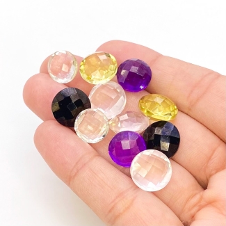  68.35 carat Multi Stones 10-12mm Briolette Round Shape AA Grade Loose Gemstone Beads Lot - Total 11 Pcs.