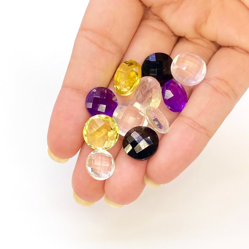  68.35 carat Multi Stones 10-12mm Briolette Round Shape AA Grade Loose Gemstone Beads Lot - Total 11 Pcs.