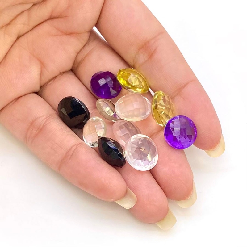  68.35 carat Multi Stones 10-12mm Briolette Round Shape AA Grade Loose Gemstone Beads Lot - Total 11 Pcs.
