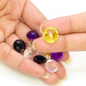  68.35 carat Multi Stones 10-12mm Briolette Round Shape AA Grade Loose Gemstone Beads Lot - Total 11 Pcs.