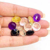  68.35 carat Multi Stones 10-12mm Briolette Round Shape AA Grade Loose Gemstone Beads Lot - Total 11 Pcs.