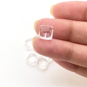  28.35 Carat Crystal Quartz 9mm Smooth Square Cushion Shape AA Grade Loose Gemstone Beads Lot - Total 9 Pcs.