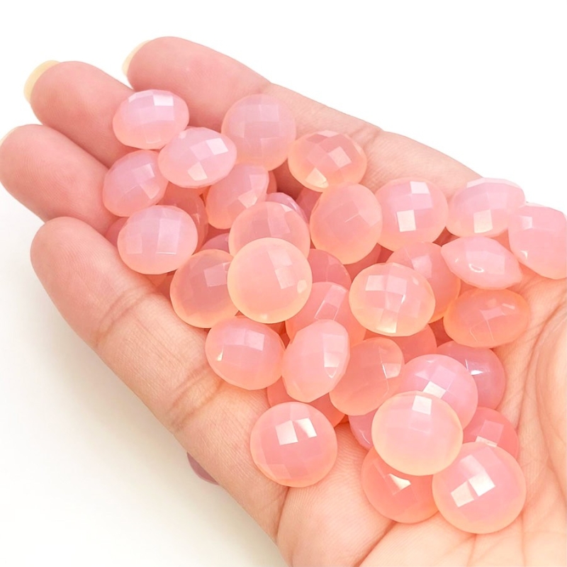  340 Carat Pink Chalcedony 12mm Briolette Round Shape AAA Grade Loose Gemstone Beads Lot - Total 55 Pcs.