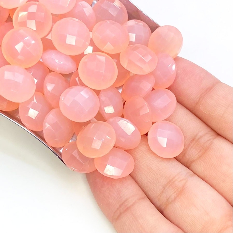  340 Carat Pink Chalcedony 12mm Briolette Round Shape AAA Grade Loose Gemstone Beads Lot - Total 55 Pcs.