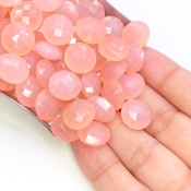  340 Carat Pink Chalcedony 12mm Briolette Round Shape AAA Grade Loose Gemstone Beads Lot - Total 55 Pcs.