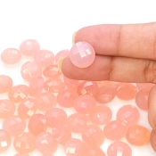  340 Carat Pink Chalcedony 12mm Briolette Round Shape AAA Grade Loose Gemstone Beads Lot - Total 55 Pcs.